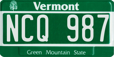 VT license plate NCQ987