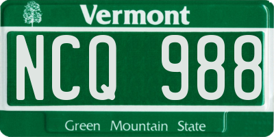 VT license plate NCQ988