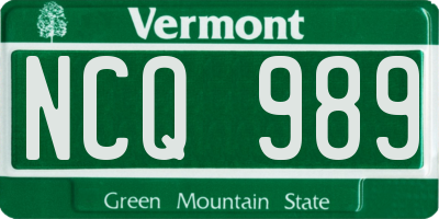 VT license plate NCQ989