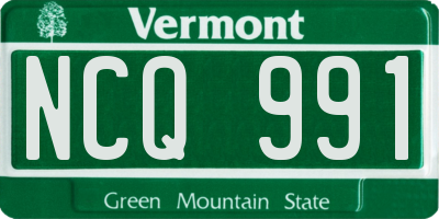 VT license plate NCQ991
