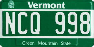 VT license plate NCQ998