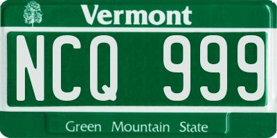 VT license plate NCQ999