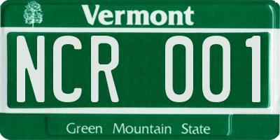 VT license plate NCR001