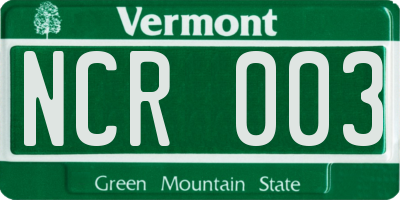 VT license plate NCR003