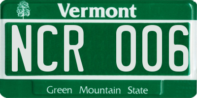 VT license plate NCR006