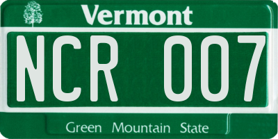 VT license plate NCR007