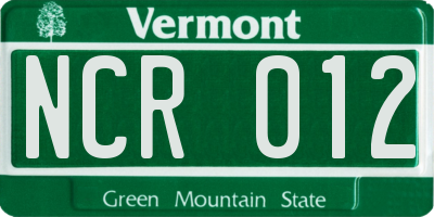 VT license plate NCR012