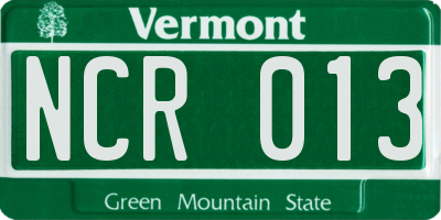 VT license plate NCR013