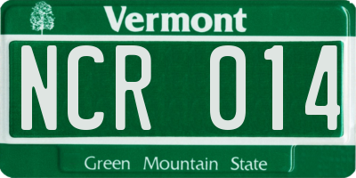 VT license plate NCR014