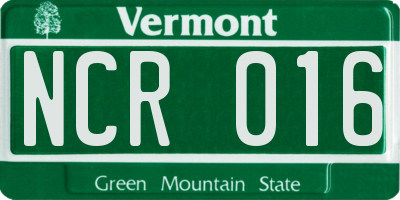 VT license plate NCR016
