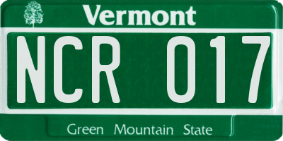 VT license plate NCR017