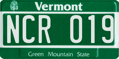 VT license plate NCR019