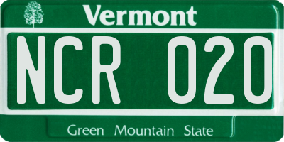 VT license plate NCR020