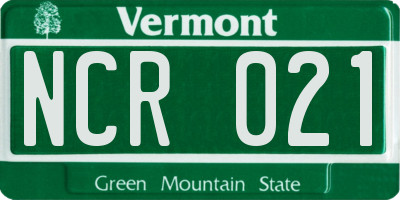 VT license plate NCR021
