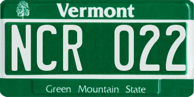 VT license plate NCR022