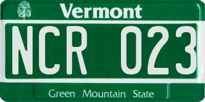 VT license plate NCR023