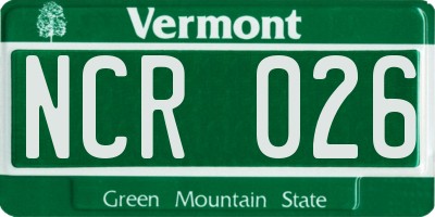 VT license plate NCR026