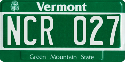 VT license plate NCR027