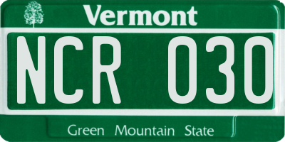 VT license plate NCR030