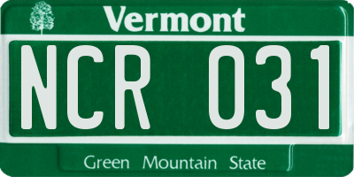 VT license plate NCR031