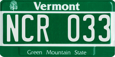 VT license plate NCR033