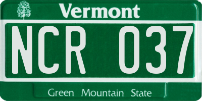 VT license plate NCR037