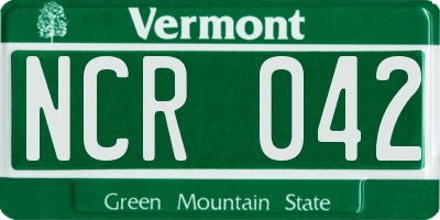 VT license plate NCR042