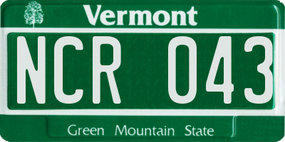 VT license plate NCR043