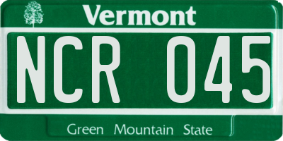 VT license plate NCR045