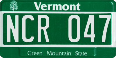 VT license plate NCR047