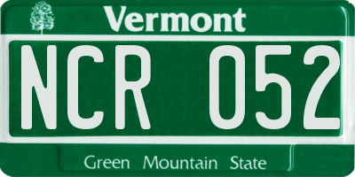 VT license plate NCR052