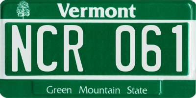 VT license plate NCR061
