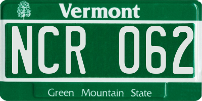 VT license plate NCR062