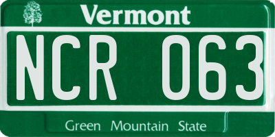 VT license plate NCR063