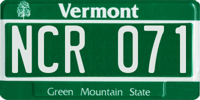 VT license plate NCR071