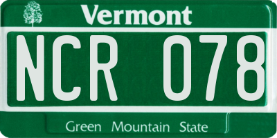 VT license plate NCR078