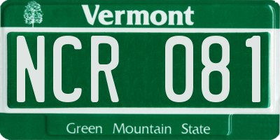 VT license plate NCR081
