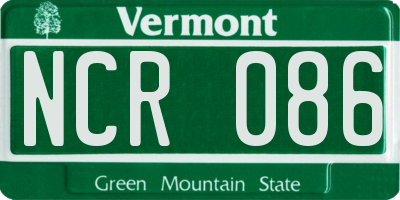 VT license plate NCR086