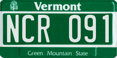 VT license plate NCR091