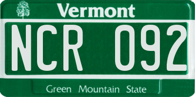 VT license plate NCR092