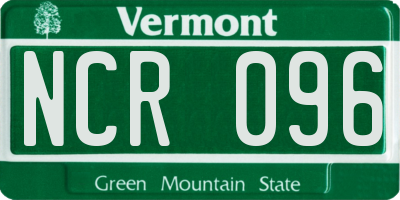 VT license plate NCR096