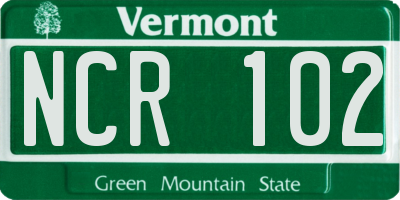 VT license plate NCR102
