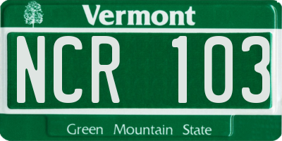 VT license plate NCR103