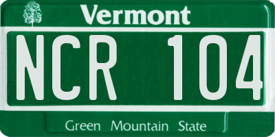 VT license plate NCR104