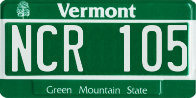 VT license plate NCR105