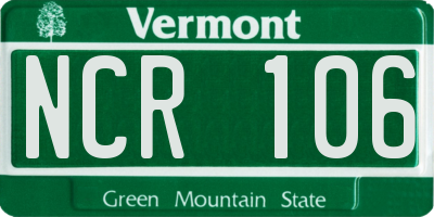 VT license plate NCR106
