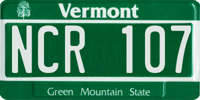 VT license plate NCR107