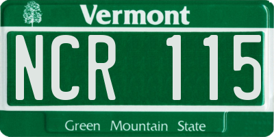 VT license plate NCR115