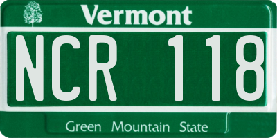 VT license plate NCR118