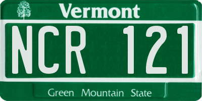 VT license plate NCR121